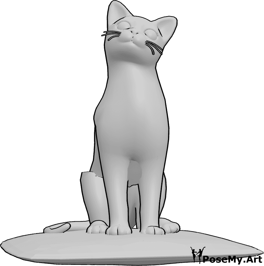 Pose Reference- Cat sitting pose - Cat is sitting on a pillow and looking slightly up