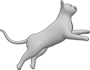 Pose Reference- Cat jumping pose - Cat is jumping, looking slightly upward