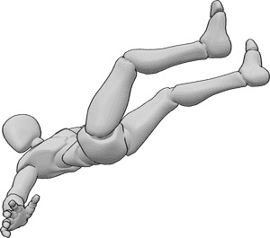 Pose Reference- Male falling down pose - Male is falling backward and twisting, hips rotating