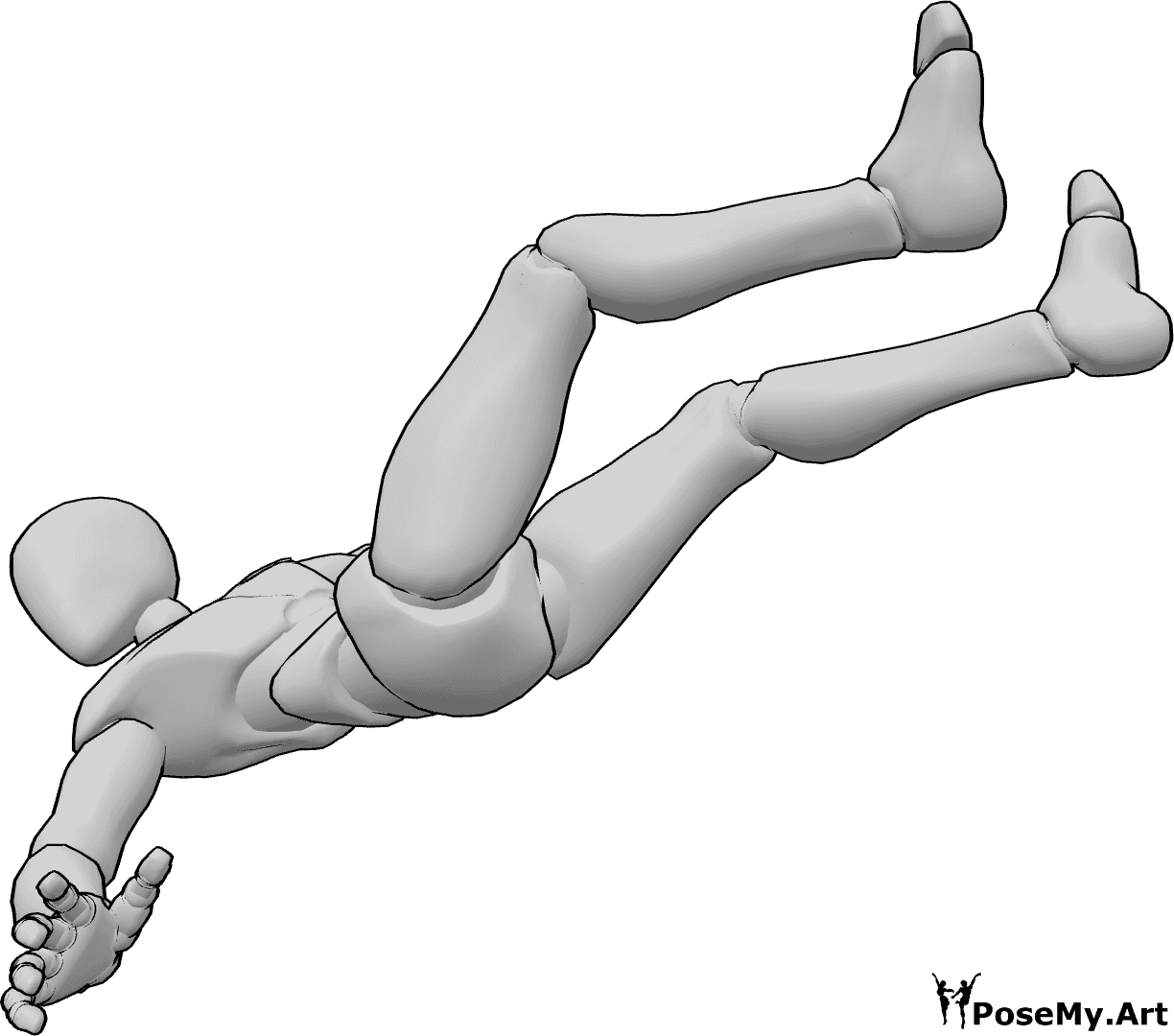 Pose Reference- Male falling down pose - Male is falling backward and twisting, hips rotating