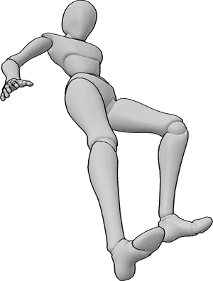 Pose Reference- Slipping falling pose - Female is slipping backward, heels forward, torso lagging behind