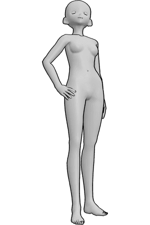 Pose Reference- Anime chin lifted upward pose - Anime Female is lifting her chin and looking slightly upward