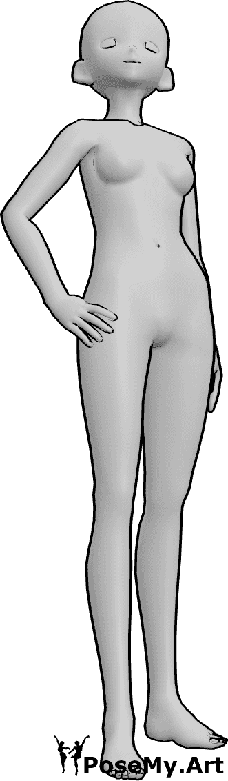 Pose Reference- Anime chin lifted upward pose - Anime Female is lifting her chin and looking slightly upward