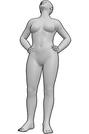 Pose Reference- Female neck upward rotation pose - Female is looking upward and slightly to the side, combining extension and rotation