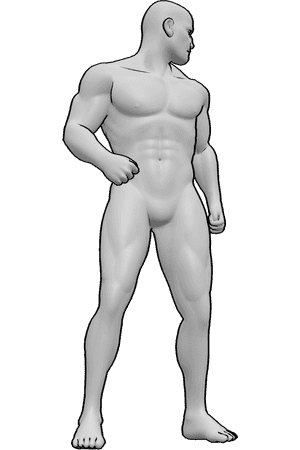 Pose Reference- Male neck side tilt left pose - Male is standing and tilting his head sideways toward the left shoulder