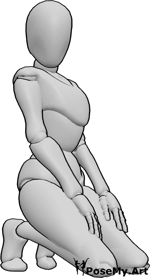 Pose Reference- Female kneeling upright pose - Female is kneeling with torso upright, hands resting on thighs