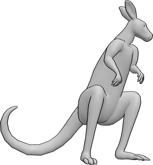 Pose Reference- Kangaroo pose - Kangaroo is crouched, ready to leap forward, looking to the left