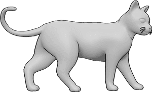 Pose Reference- Cat pose - Cat is walking while glancing slightly to the left