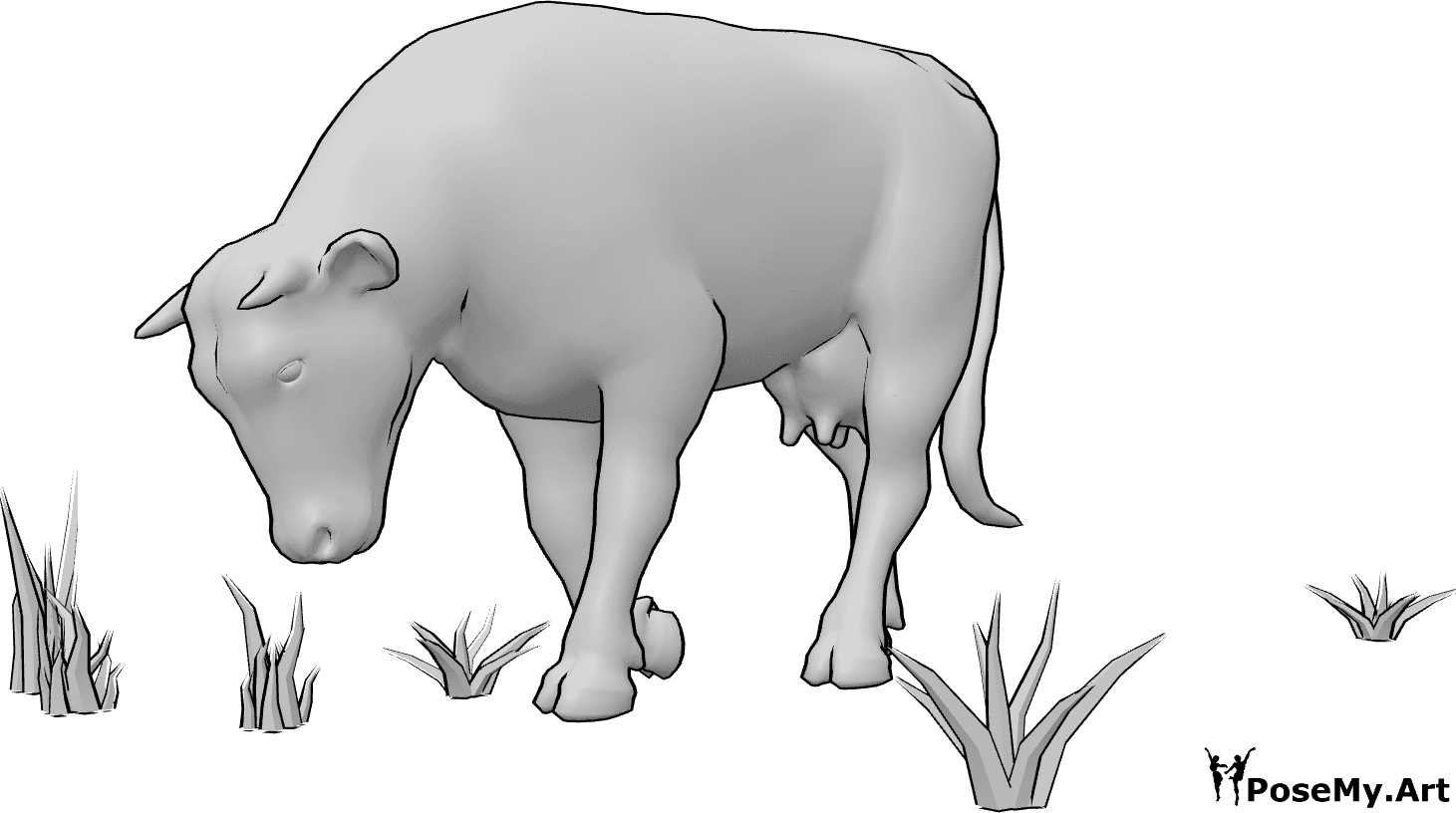 Pose Reference- Cow pose - Cow is lowering its head to graze