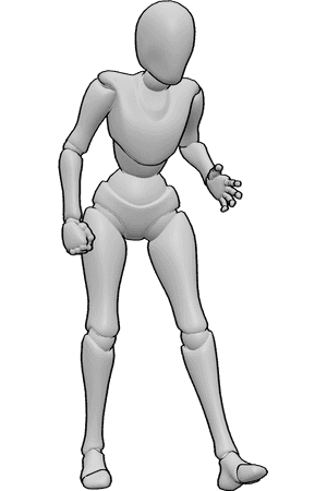 Pose Reference- Angry argument pose - Angry female is arguing while stepping forward, with one hand clenched into a fist
