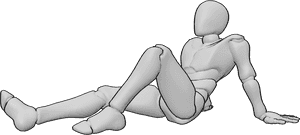 Pose Reference- One knee raised sitting pose - Male is sitting on the floor with one knee bent and the other leg extended