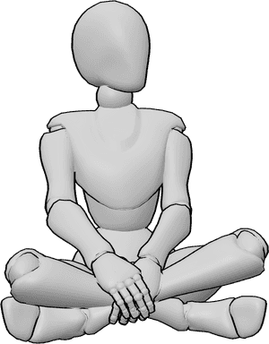 Pose Reference- Female crossed-legged sitting pose - Female sitting cross-legged on the floor in a relaxed position, gently looking to the left