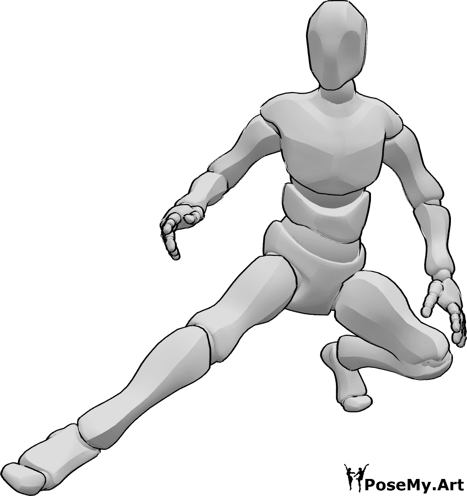 Pose Reference - Male dynamic crouching pose - Male dynamic crouching pose