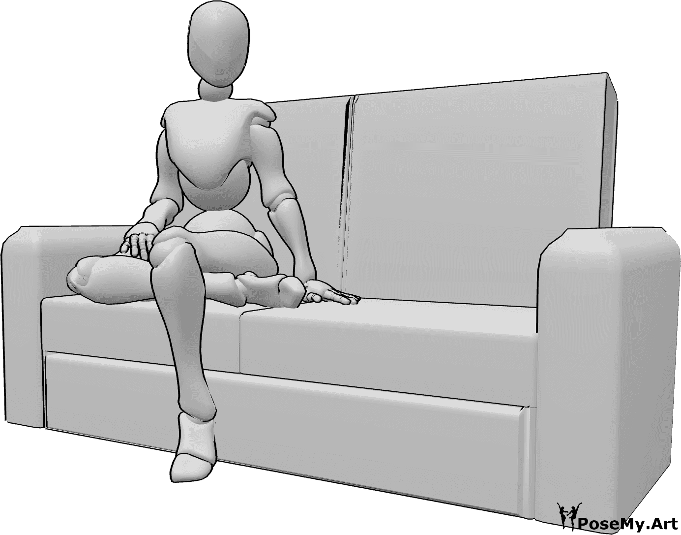 Pose Reference - Sitting sofa casual pose - Female is sitting casually on the sofa