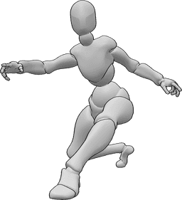 Pose Reference - Female landing height pose - Female landing on the ground from a height pose