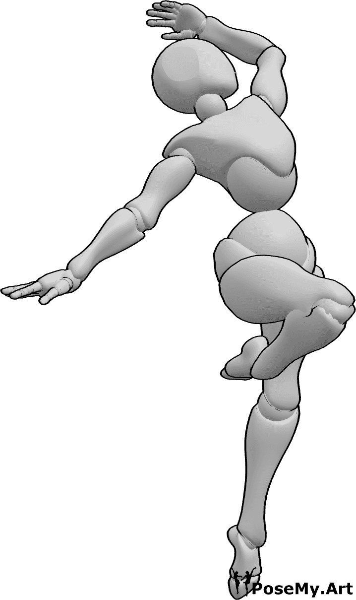 Pose Reference - One foot releve pose - Female releve dynamic ballet pose on one foot
