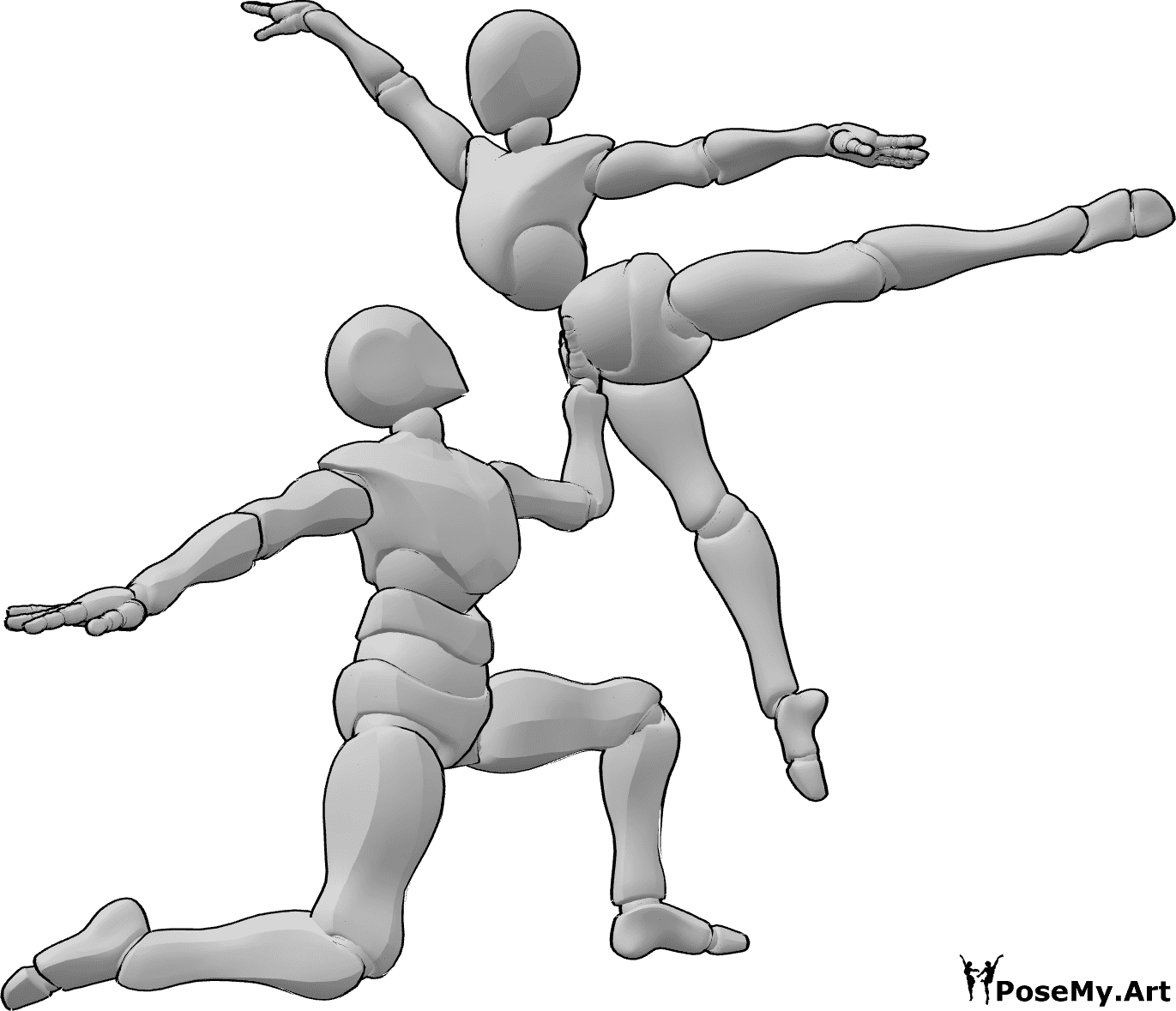 Pose Reference - Ballet lifting up pose - Female and male are dancing ballet, male is lifting the female up