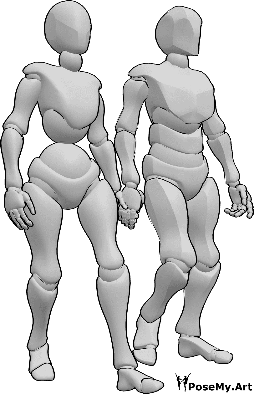 Pose Reference - Couple walking pose - Female and male couple is walking together pose