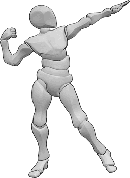 Pose Reference - Hero bodybuilder pose - Male bodybuilder standing showing muscles, hero pose