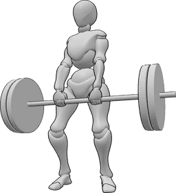 Pose Reference - Female heavy weights pose - Female bodybuilder is lifting heavy weights with two hands