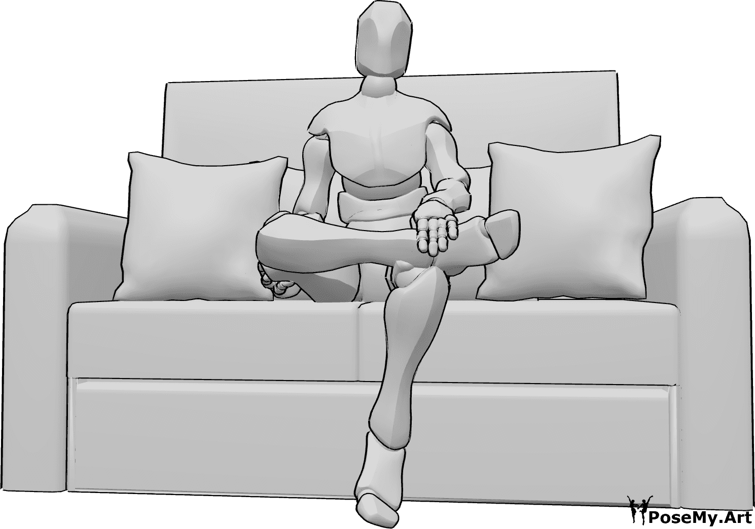 Pose Reference - Male casual sitting pose - Male is sitting casually with his legs crossed on the couch pose