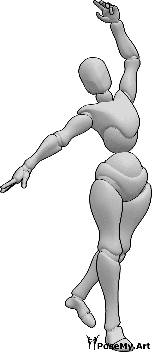 Pose Reference - Female dancing pose - Female dynamic dance movement, gesture pose