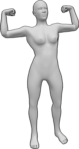 Pose Reference - Arm muscles standing pose - Female is standingand showing arm muscles