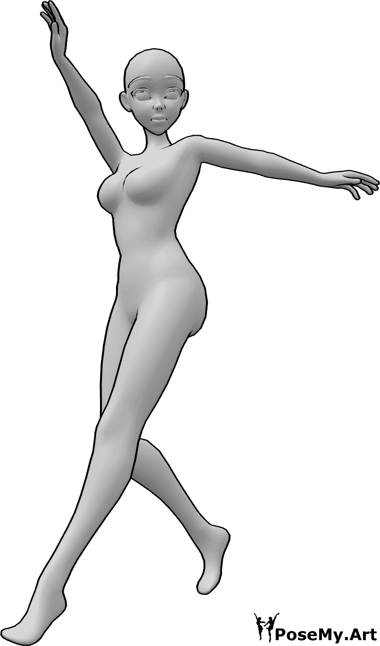 Pose Reference - Anime happy dancing pose - Anime female cheerful happy dancing pose