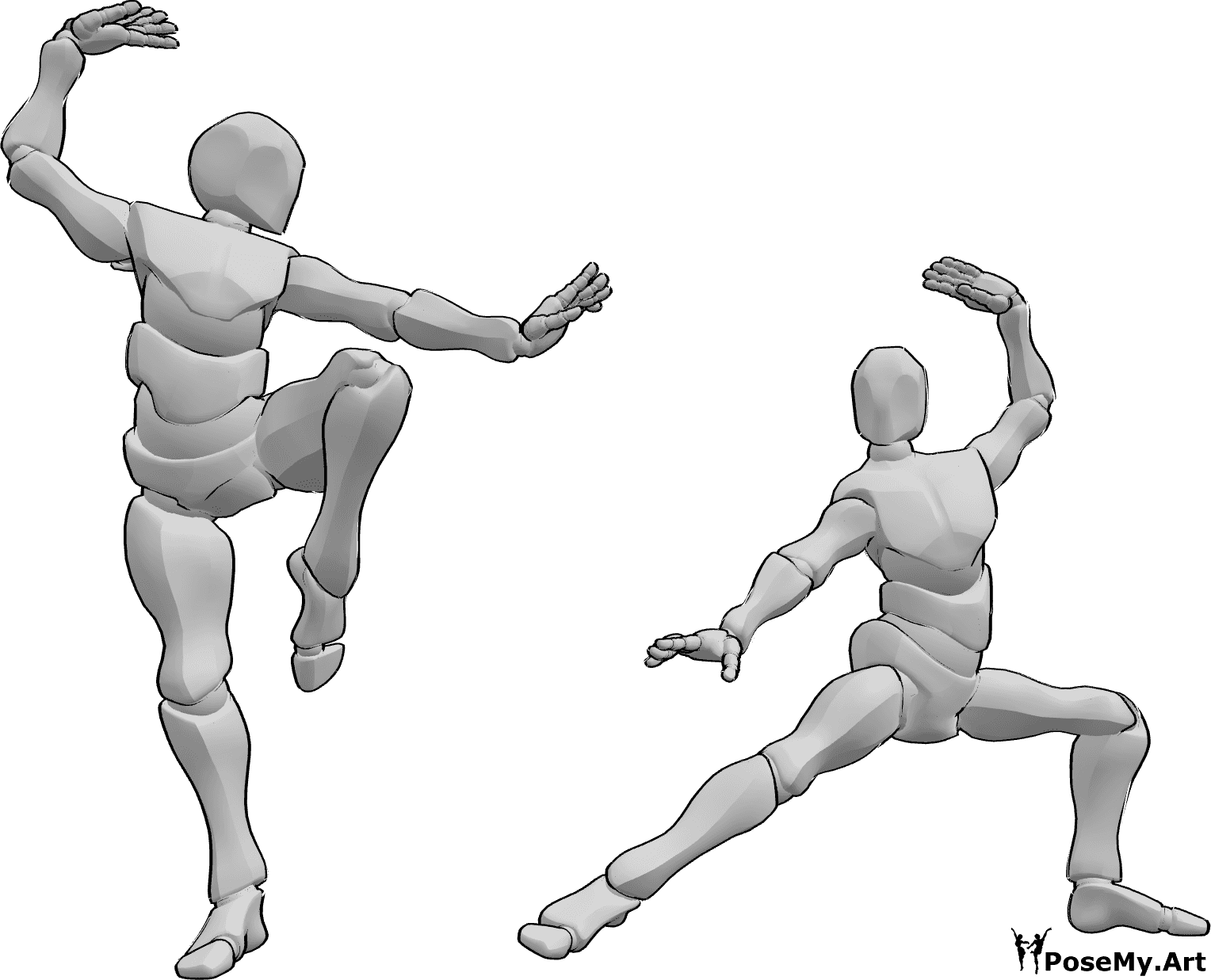 Pose Reference - Males tai chi pose - Two males are doing tai chi together, tai chi pose