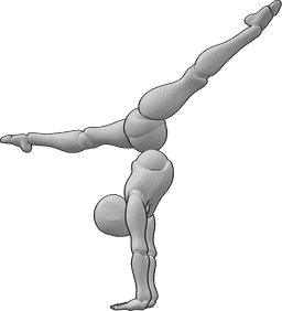 Pose Reference - Handstand front split pose - Female is standing on her hands and doing a front split