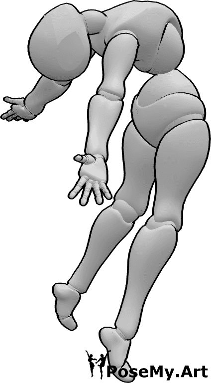 Pose Reference - Female dance pose back arched - Female dance pose on toes with back arched