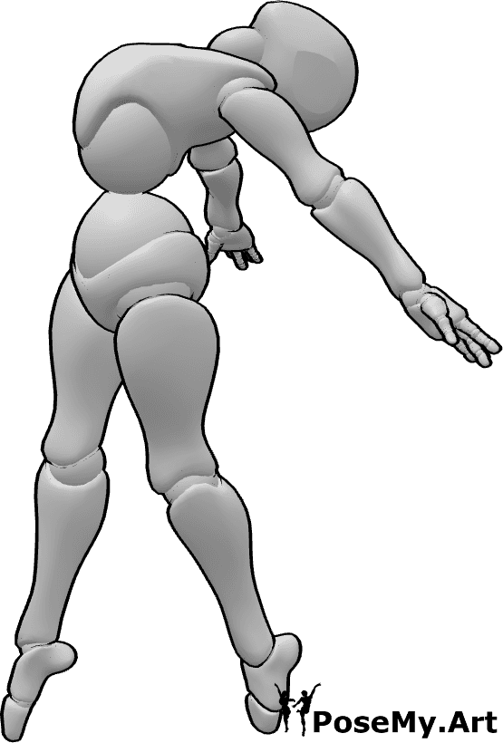 Pose Reference - Female dance pose small back arched - Female dance pose with back back arched