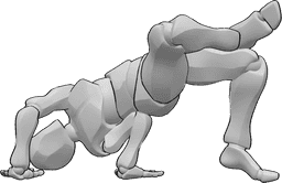Pose Reference - Breakdance crossed legs pose - Male breakdancer is handstanding and posing with crossed legs 