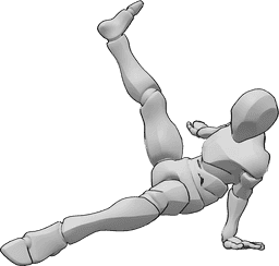 Pose Reference - Breakdance flare pose - Male breakdancer is handstanding, doing breakdance flare