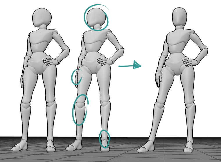 creating unique drawing reference pose with small adjustments 