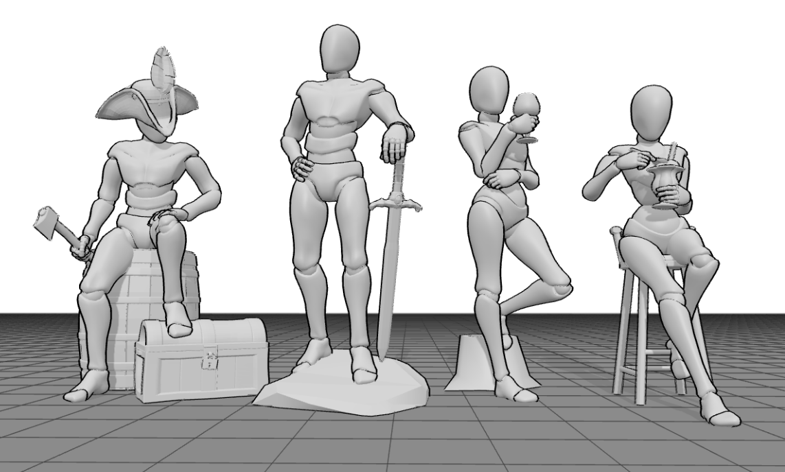 reference poses highlighting interaction with environment