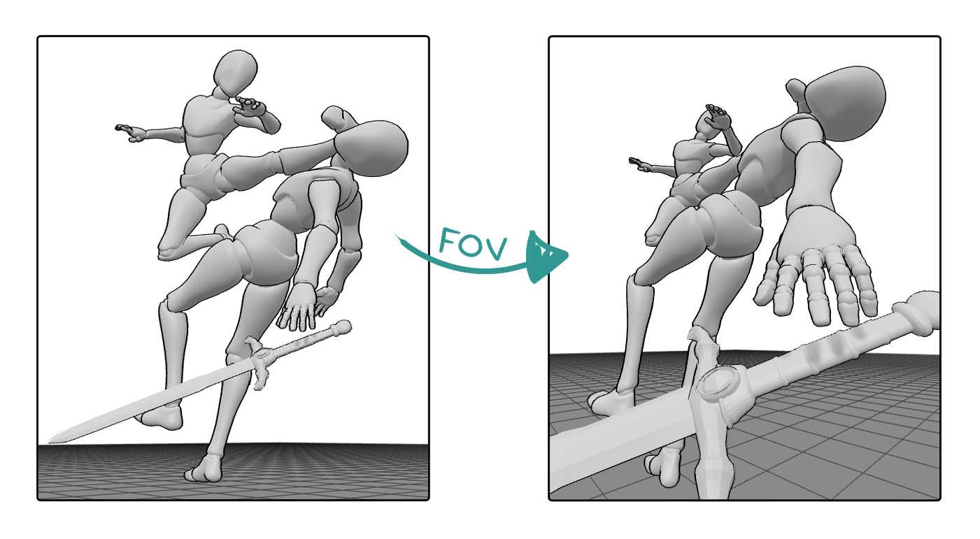pose reference with and without adjusting Field of View
