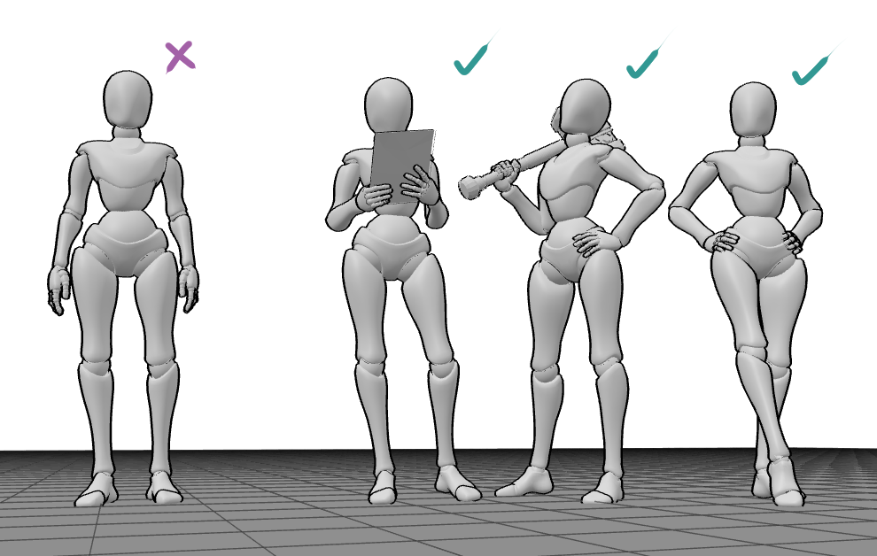 reference poses showing overlapping shapes