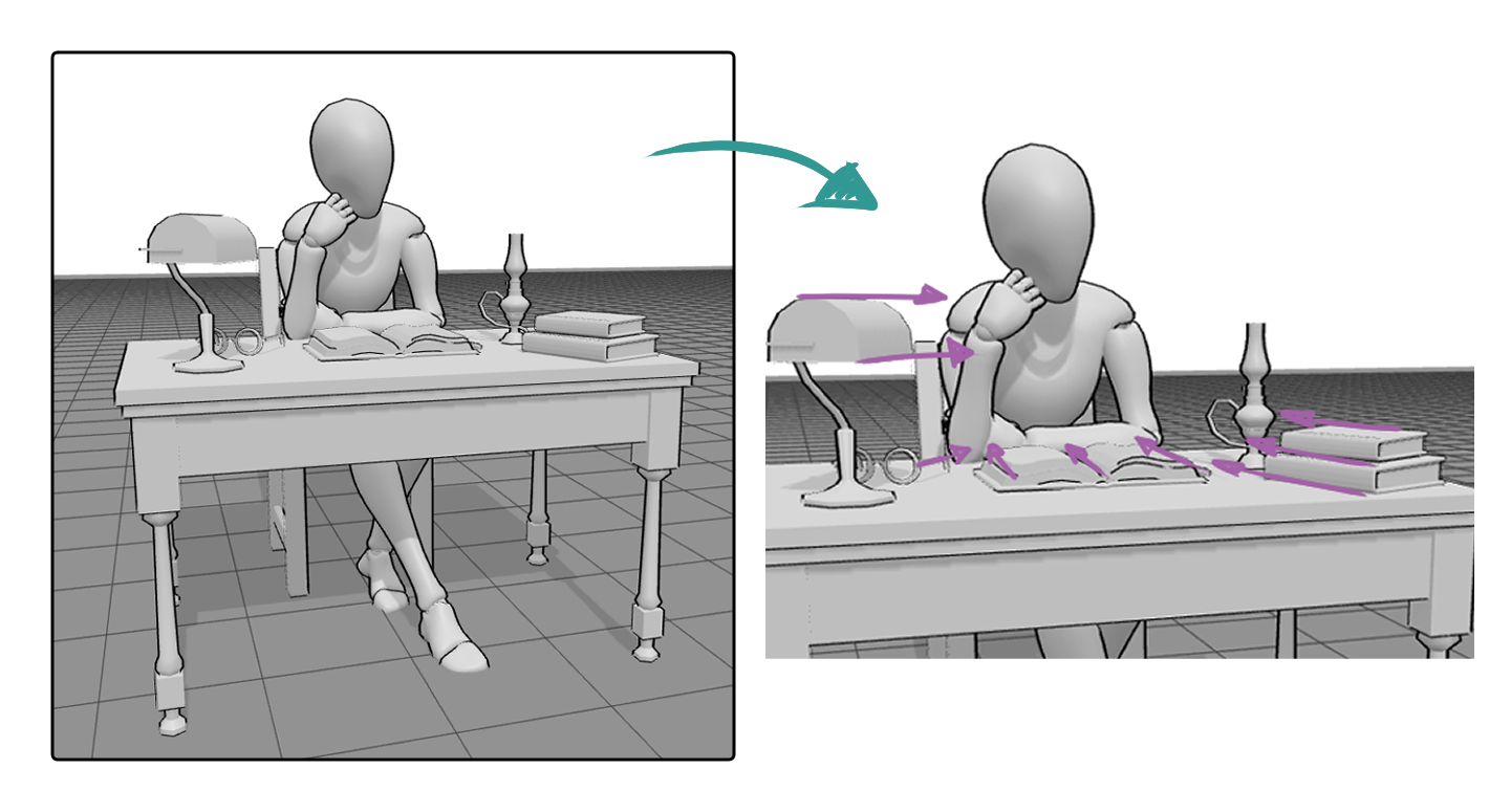 female sitting reference pose with props