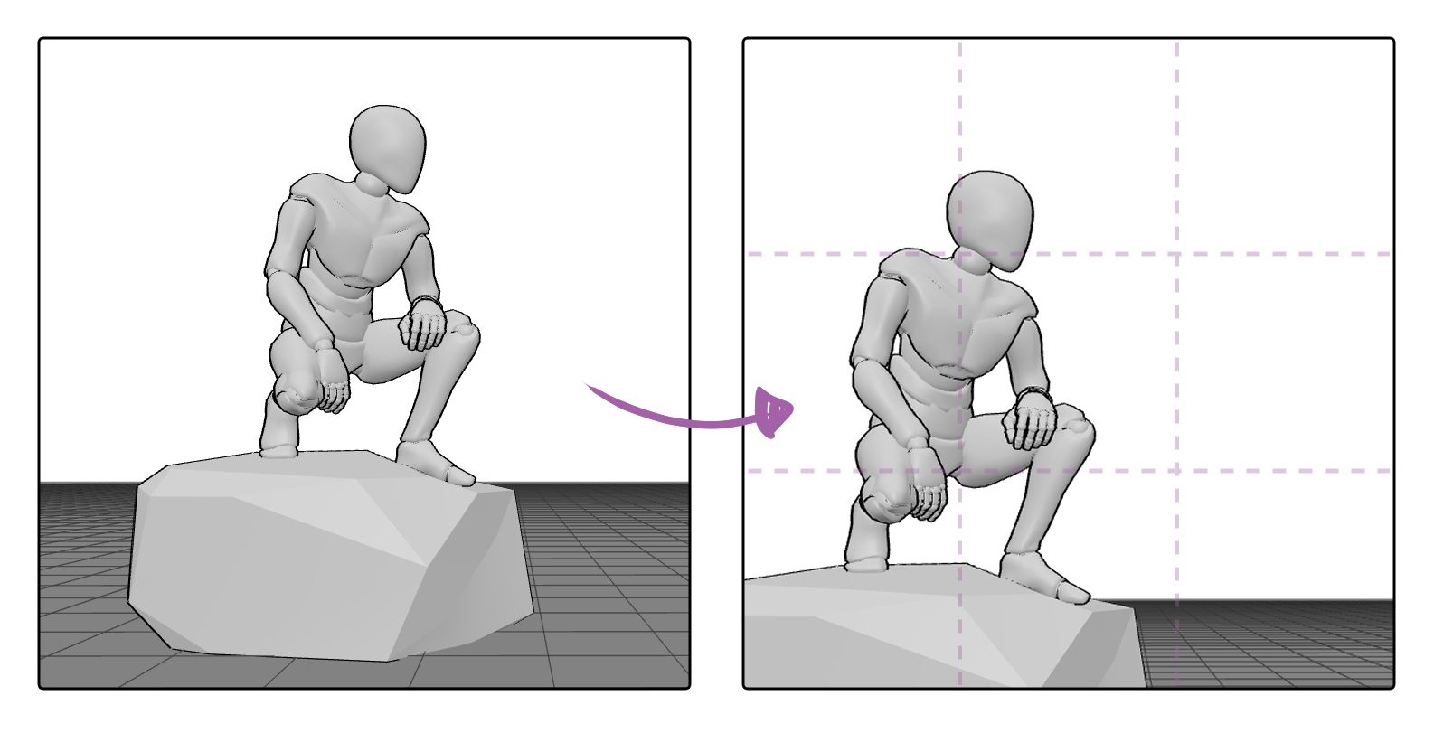 rule of thirds model positioning