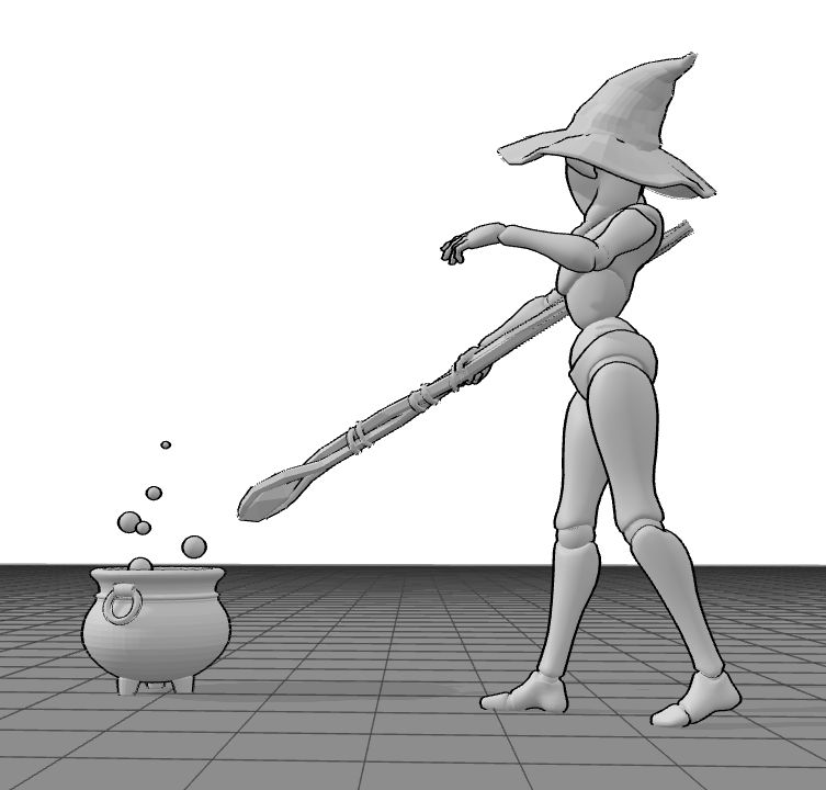 drawing reference pose, female is holding a staff | 614