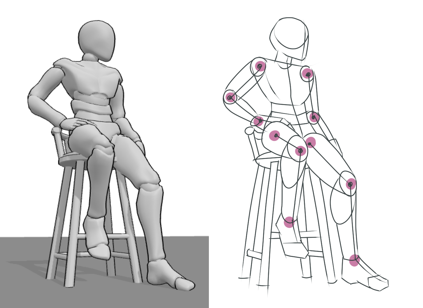 Drawing practice with 3D references | 517