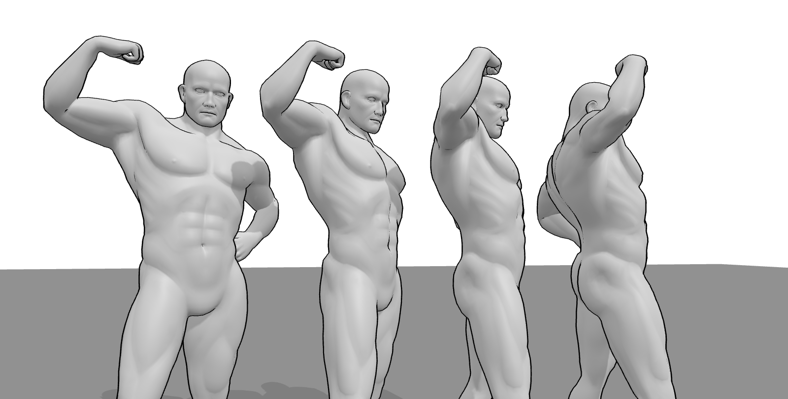3D Drawing reference pose - Different angles