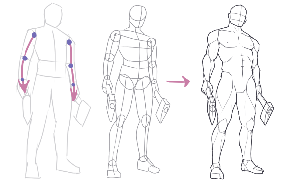 Drawing arms with reference