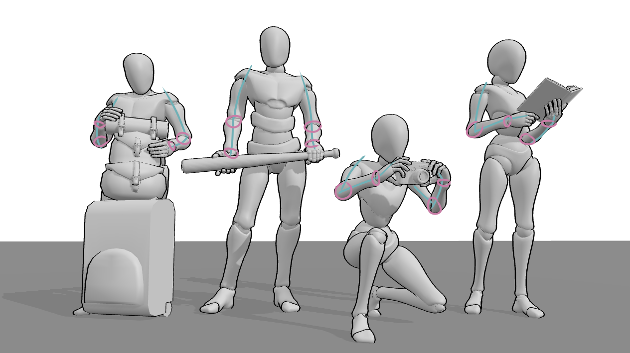 PoseMyArt drawing reference poses: wrists and forearms