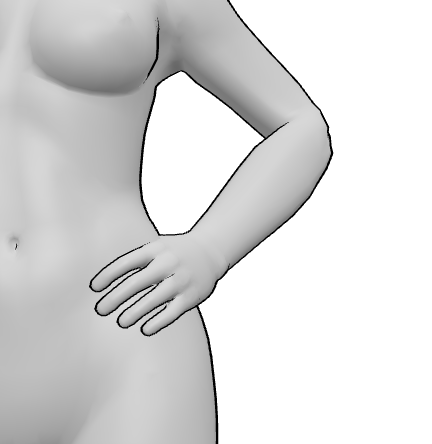 female model holding hips pose