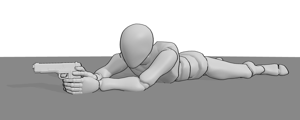 Male is lying and aiming reference pose