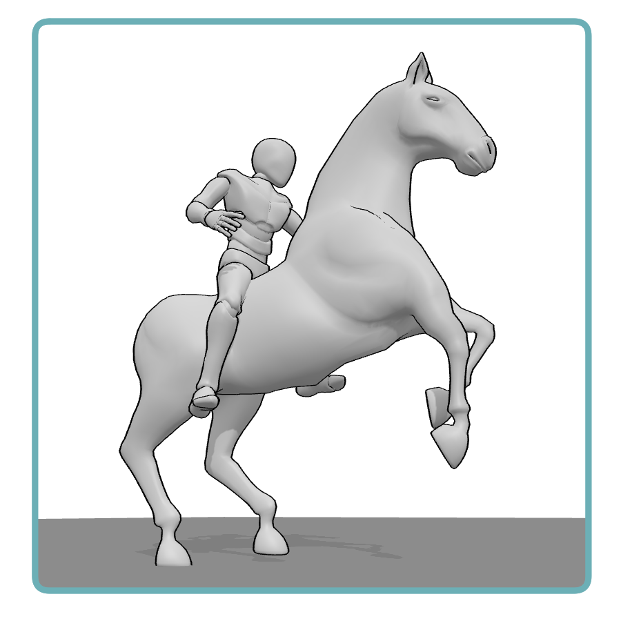 3D horse and rider reference for studying pose and proportions