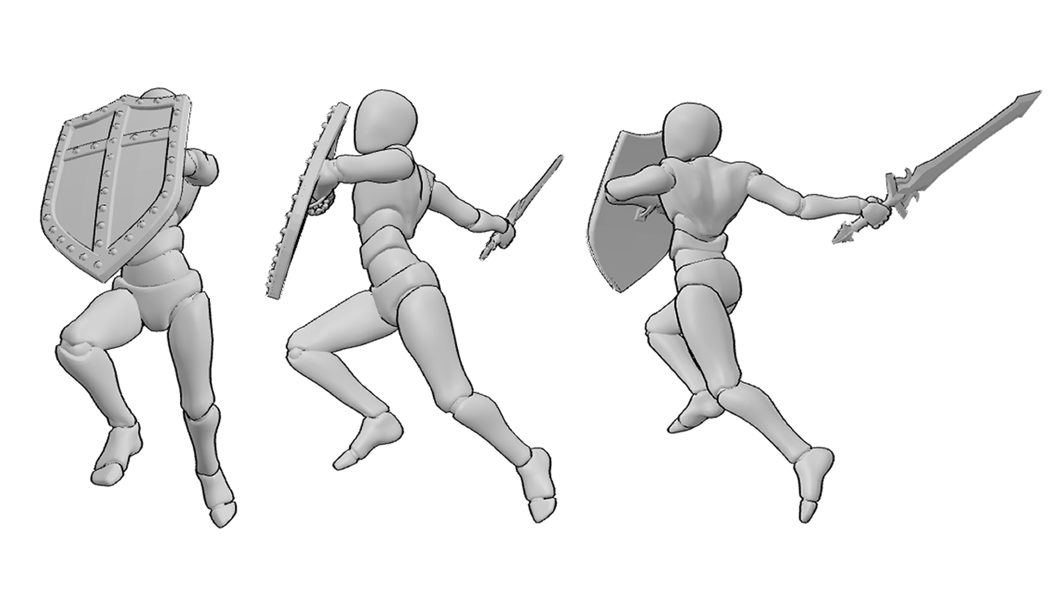 male fighter drawing reference from different camera angles