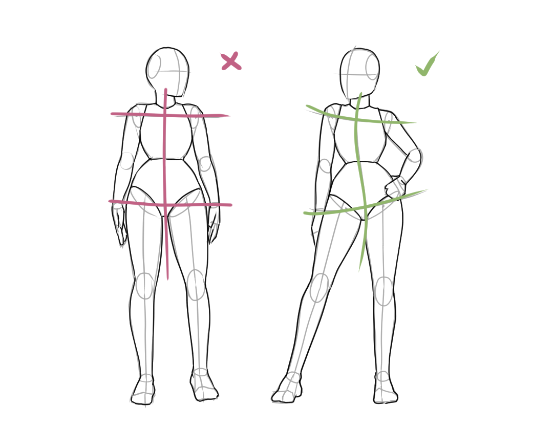 Comparison of a stiff standing pose and a more dynamic standing pose